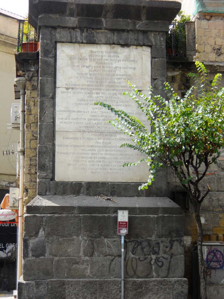 Vesuvius Eruption 1631. Portici. Lapide in ricordo dell'eruzione del Vesuvio del 1631.
Memorial in Portici in remembrance of the eruption of Vesuvius of 1631.

