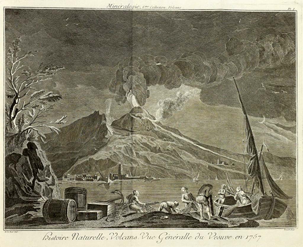 Vesuvius Eruption 1757. Histoire Naturelle Volcans : Vue Généralle du Vésuve en 1757.
See Diderot & D'Alembert, 1751 to 1772. Encyclopédie, ou dictionnaire raisonné des sciences, des arts et des métiers :Minéralogie : 6me collection. France., pl. I.
