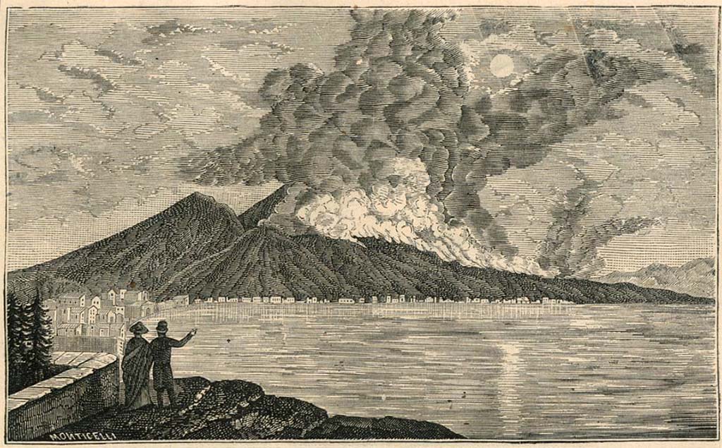 Vesuvius eruption 1812. 1880 drawing by Luigi Palmieri.
See Palmieri L., 1880. Il Vesuvio e la sua storia. Milano: Tipografia Faverio, fig. 13.
See book on E-RARA
