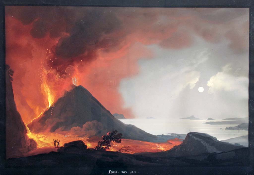 Vesuvius Eruption 1813, Naples School. Adolphe Chevandier?