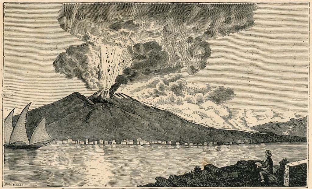 Vesuvius dated by ICCD to between 1816 and 1824. Painting by Vincenzo Aloja titled “Veduta del Monte Vesuvio e parte della Citta di Napoli”.
Now in Certosa e Museo Nazionale di San Martino. Inventory number 319712.
Photo © ICCD. http://www.catalogo.beniculturali.it
Utilizzabili alle condizioni della licenza Attribuzione - Non commerciale - Condividi allo stesso modo 2.5 Italia (CC BY-NC-SA 2.5 IT)
