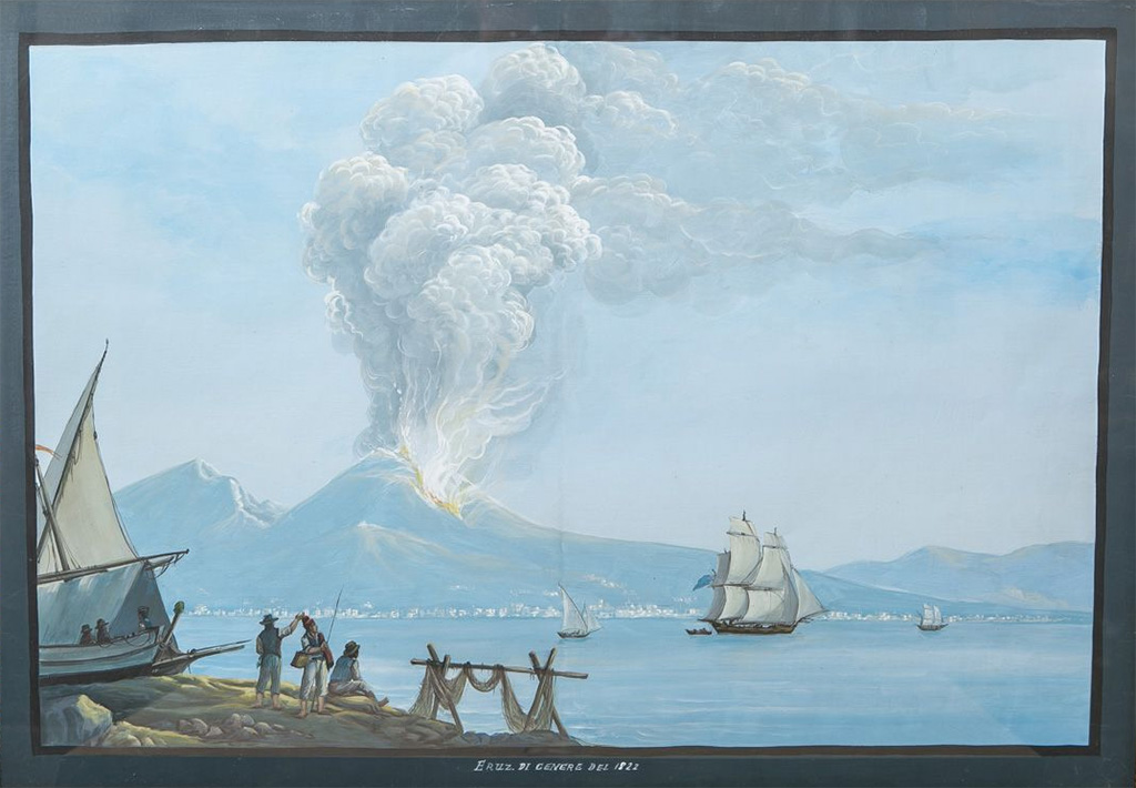 Vesuvius 1834 in antique print.