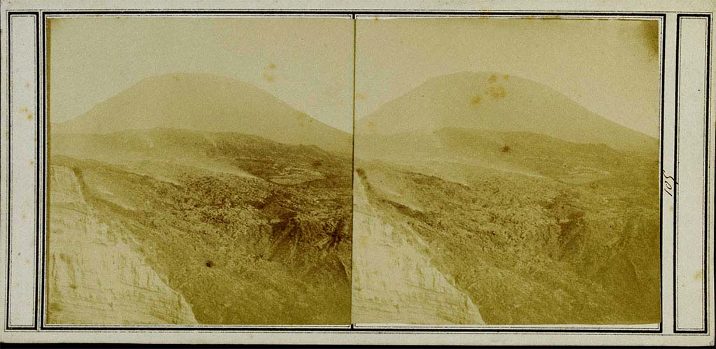 Vesuvius Eruption November 1867 by Edmund Behles no. 2205.
This is however the same photograph as in the stereoview by Sommer and Behles no. 205 with the eruption dated December 1861.

