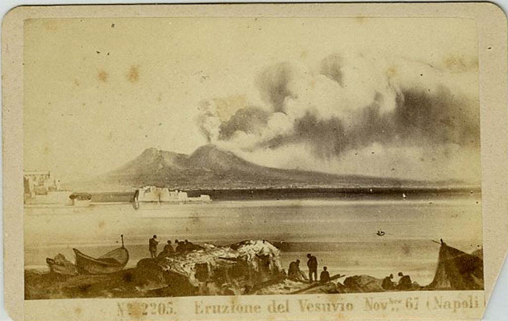 Vesuvius eruption, 5th July 1895, seen from the observatory. Photo by Brogi no. 10284.