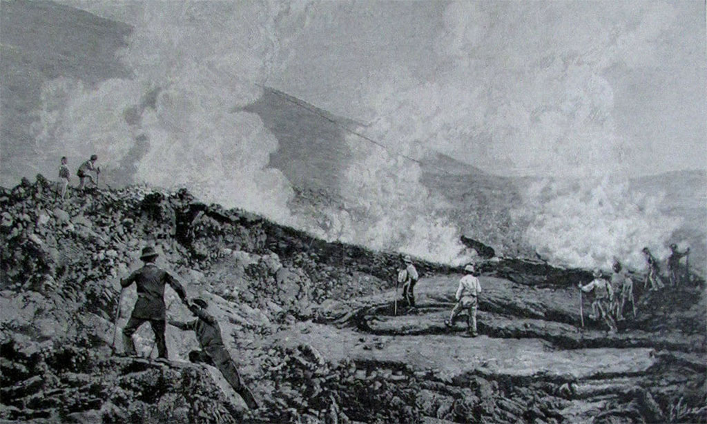 Vesuvius, 25th June 1929 press photo. Vesuvius in eruption. On the rear of the photo it says:
“Vesuvius in eruption. Our picture shows a close up of molten lava being thrown from the crater of the volcano.”
Photo courtesy of Rick Bauer.
